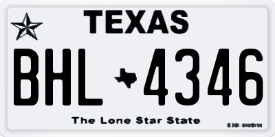 TX license plate BHL4346