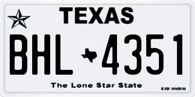 TX license plate BHL4351
