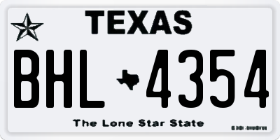 TX license plate BHL4354