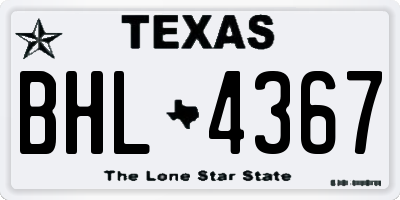 TX license plate BHL4367