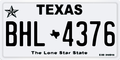 TX license plate BHL4376