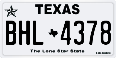 TX license plate BHL4378