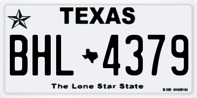 TX license plate BHL4379