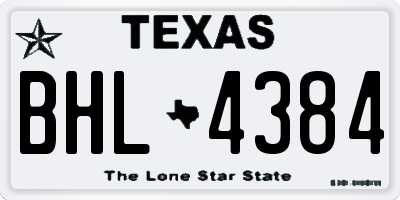 TX license plate BHL4384