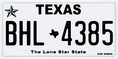 TX license plate BHL4385