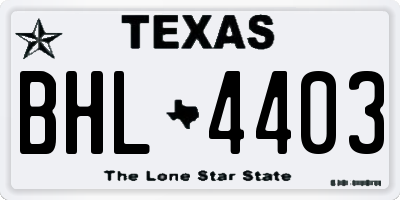 TX license plate BHL4403