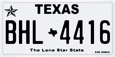 TX license plate BHL4416