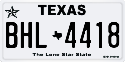 TX license plate BHL4418