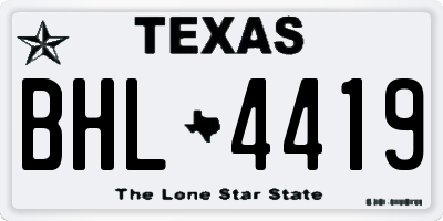 TX license plate BHL4419