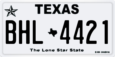 TX license plate BHL4421