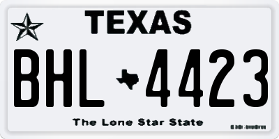 TX license plate BHL4423