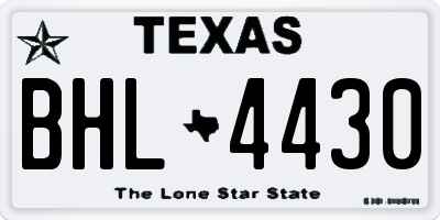 TX license plate BHL4430