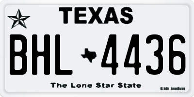 TX license plate BHL4436