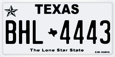 TX license plate BHL4443