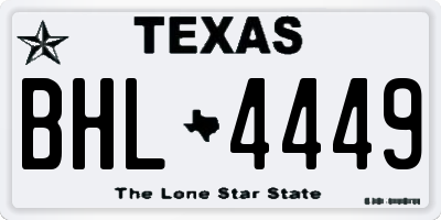 TX license plate BHL4449