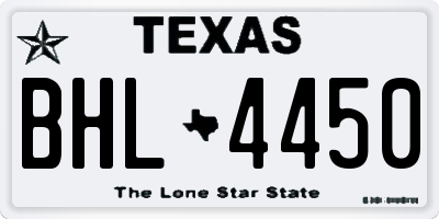 TX license plate BHL4450