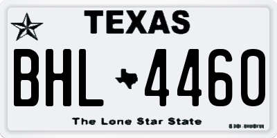 TX license plate BHL4460