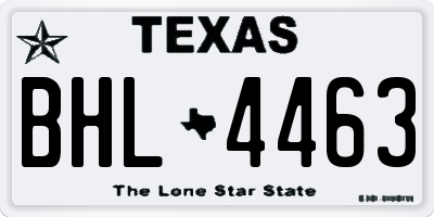 TX license plate BHL4463