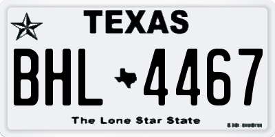 TX license plate BHL4467