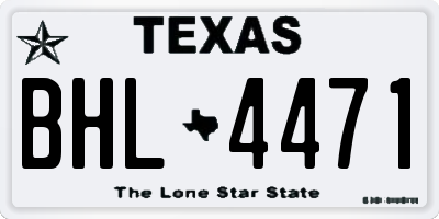TX license plate BHL4471
