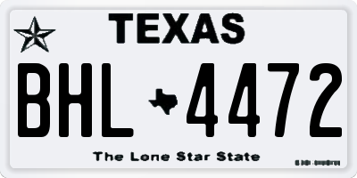 TX license plate BHL4472