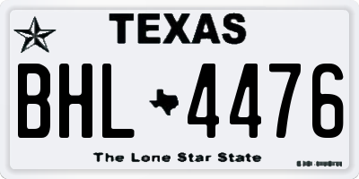TX license plate BHL4476