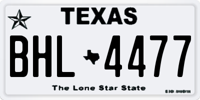 TX license plate BHL4477