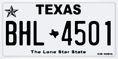 TX license plate BHL4501