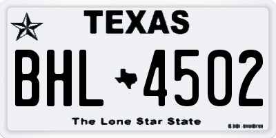 TX license plate BHL4502