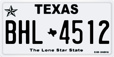 TX license plate BHL4512