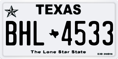 TX license plate BHL4533