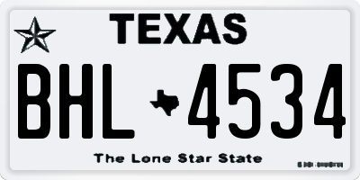 TX license plate BHL4534