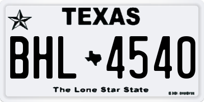 TX license plate BHL4540