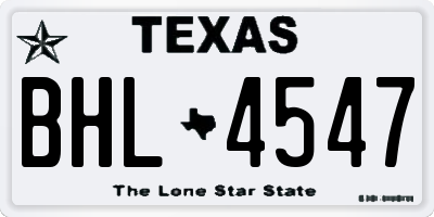 TX license plate BHL4547