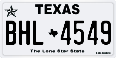 TX license plate BHL4549