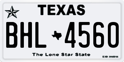 TX license plate BHL4560