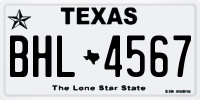 TX license plate BHL4567