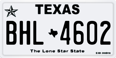 TX license plate BHL4602