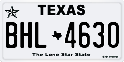 TX license plate BHL4630