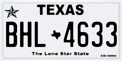 TX license plate BHL4633