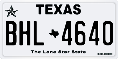 TX license plate BHL4640