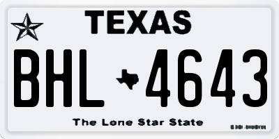 TX license plate BHL4643