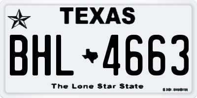 TX license plate BHL4663
