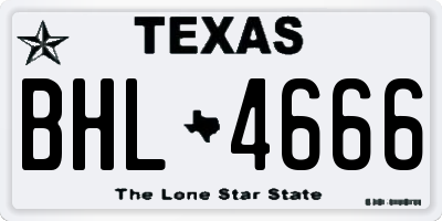 TX license plate BHL4666