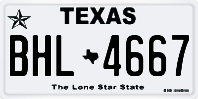 TX license plate BHL4667