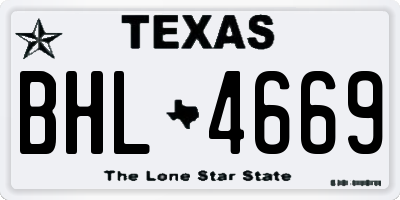 TX license plate BHL4669