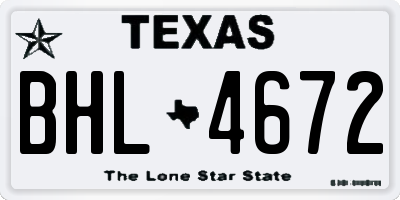 TX license plate BHL4672