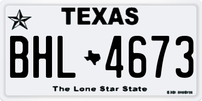TX license plate BHL4673