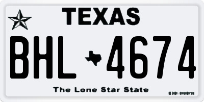 TX license plate BHL4674