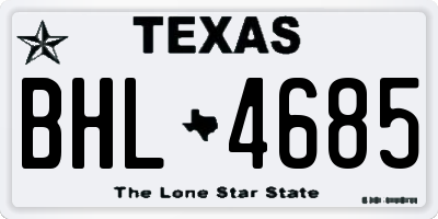 TX license plate BHL4685